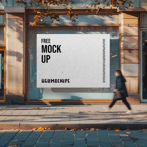 Free Storefront Poster Mockup PSD Digital Billboard, Poster Mockup Psd, Billboard Design, Free Poster, Branding Mockups, Large Poster, Poster Mockup, Prop Design, Environmental Graphics