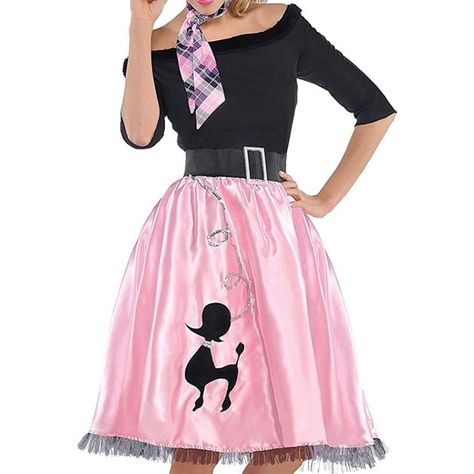 AMACAN Sock hop 50’s Halloween costume, size L Sock Hop Costumes, Poodle Skirt Outfit, Poodle Dress, 50s Costume, Sock Hop, Outfit Halloween, Poodle Skirt, Street Style Parisian, Pink Poodle