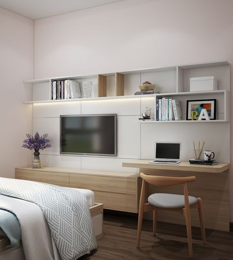 Small Bedroom With Computer Desk, Small Workspace Bedroom, Small Bedroom Ideas With Tv And Desk, Tv Wall Ideas Bedroom Small Spaces, Bedroom With Tv Ideas Small Spaces, Bedroom Ideas For Small Rooms With Tv, Tv In A Small Bedroom, Small Bedroom With Desk And Tv, Small Tv Set Up Bedroom