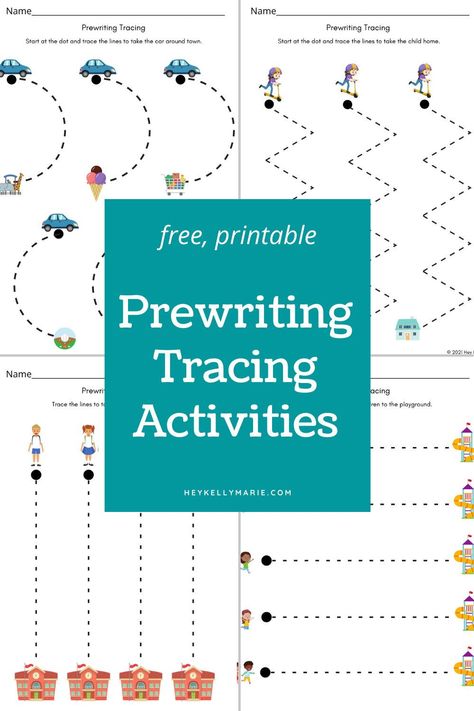 Preschool Pre-writing, Teaching Writing Preschool, Free Tracing Letters Printable, Preschool Prewriting Skills, Pre Writing Lines Free Printable, Preschool Writing Activities Handwriting Practice Letter Tracing, Handwriting Group Activities, Prewriting Lines Free Printables, Pre Writing Shapes