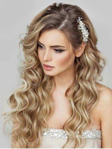 Bridal Makeup For Brunettes, Brown Eyes Blonde Hair, Wedding Makeup Vintage, Wedding Makeup For Brunettes, Fall Wedding Makeup, Blonde Bride, Wavy Wedding Hair, Hair Earrings, Wedding Makeup For Brown Eyes