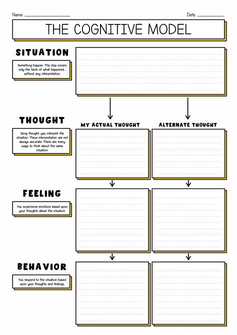 Cognitive Behavioral Therapy Worksheets Cognitive Therapy Worksheets, Cbt Thought Record, Counselling Tools Therapy Ideas, Cognitive Distortions For Kids, Cognitive Distortions Activities, Rebt Therapy Worksheets, Cbt Therapy Techniques Worksheets, Act Worksheets Therapy, Ifs Therapy Worksheets