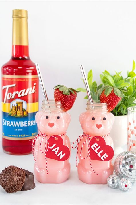 Torani Syrup Recipes, Pink Drink Recipe, Strawberry Syrup Recipes, Pink Drink Recipes, Valentine Drinks, Torani Syrup, Syrup Recipes, Easter Gathering, Kiss Pink