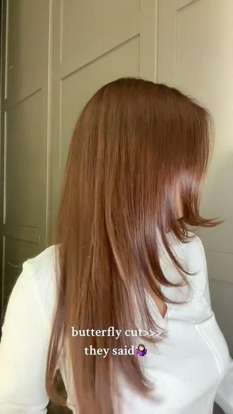 Butterfly Straight Hair, Butterfly Haircut With Straight Hair, Butterfly Haircut Long Straight Hair, Long Haircut Butterfly, Layer Cut For Straight Hair, Butterfly Layers Straight Hair, Butterfly Haircut Without Bangs, Lot Of Layers Haircut Long, Hair Cut Layer Oval