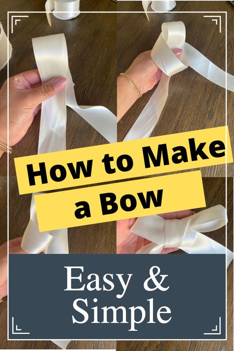 Tie Bows With Ribbon, How To Make A Ribbon Bow, Bows For Presents, Bow With Ribbon, Bow Making Tutorials, Diy Wreath Bow, Christmas Bows Diy, Homemade Bows, Simple Bow