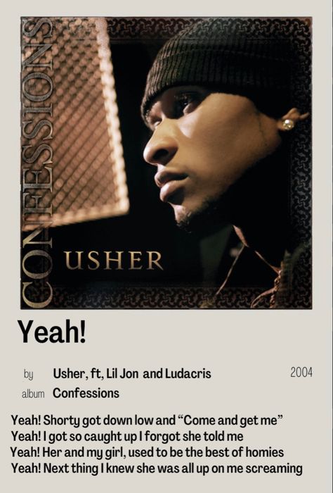 Yeah Usher, Usher Album Cover, Usher Poster, Usher Songs, Music Bedroom, Lil Jon, R&b Albums, H.e.r Lyrics, 90s Rap