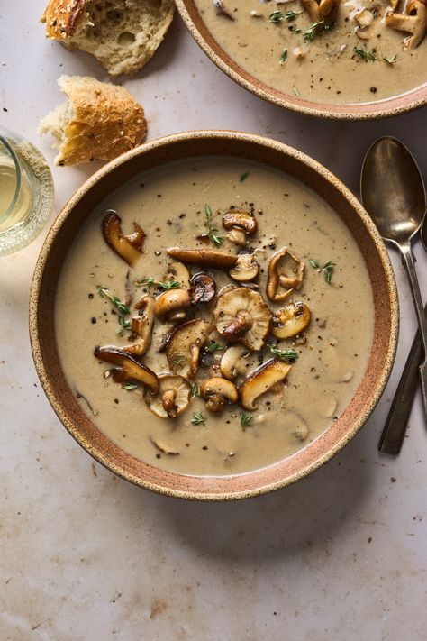 Easy Cream of Mushroom Soup | Olive & Mango Soup Recipes Uk, Vegan Mushroom Soup, Mushroom Quinoa, Mushroom Soup Recipe, Quinoa Soup, Creamy Mushroom Soup, Mushroom Soup Recipes, Simply Quinoa, Cream Of Mushroom Soup