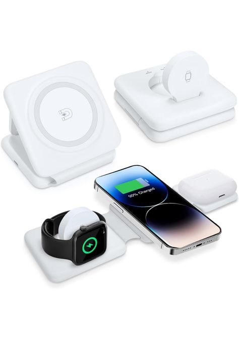 3 in 1 Magnetic Foldable Wireless Charger,Folding Wireless Charging Station for Travel,Wireless Charging Compatible with iPhone 14 13 12 11/Pro/XS/XR,AirPods 3/2/Pro, iWatch 7/6/5/4/3/2 3IN1WXX01 3 In 1 Charging Station Apple, Wireless Charging Station, Airpods 3, Charging Station, Wireless Charger, Christmas List, School Stuff, Wireless Charging, Cell Phone Accessories