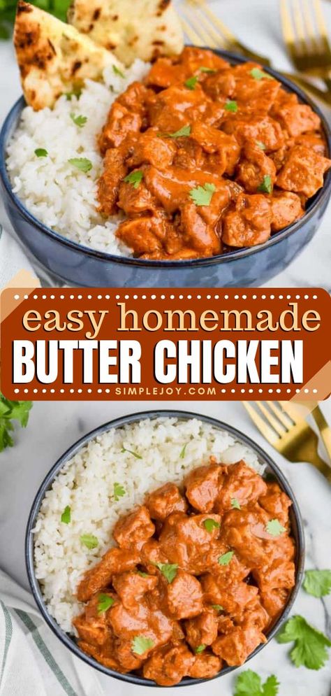 Add this Butter Chicken to your best dinner recipes! This easy chicken dinner recipe is so easy to make and tastes better than takeout. Save this pin for later! Butter Chicken Recipe Indian, Butter Chicken Recipe Easy, Murgh Makhani, Indian Butter Chicken, Better Than Takeout, Butter Chicken Recipe, Chicken Dishes Recipes, Chicken Curry, Idee Pasto Sano