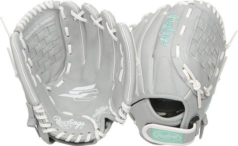 gray and teal softball glove Youth Softball, Baseball Mitt, Softball Equipment, Rawlings Baseball, Baseball Gloves, Web Pattern, Batting Helmet, Softball Gloves, Kid Gloves