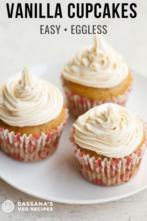 What’s better than simple Eggless Cupcakes on a day when you’re craving for something both sweet and snacky, without having to do too much of work!? So, here’s an Eggless Cupcake Recipe from my collection that can be your quick-fix. With this recipe, you’ll also be able to prepare a lovely, silky buttercream frosting for those perfect Vanilla Cupcakes at your home. Try it to know what I’m exactly talking about.