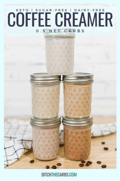 Choose from 5 easy to make keto coffee creamers that are dairy-free, sugar-free, and gluten-free. Keto Coffee Creamer Recipe, Best Keto Coffee, Sugar Free Coffee Creamer, Sugar Free Creamer, Homemade Coffee Creamer Recipe, Hazelnut Coffee Creamer, Healthy Coffee Creamer, Dairy Free Coffee Creamer, Diy Coffee Creamer