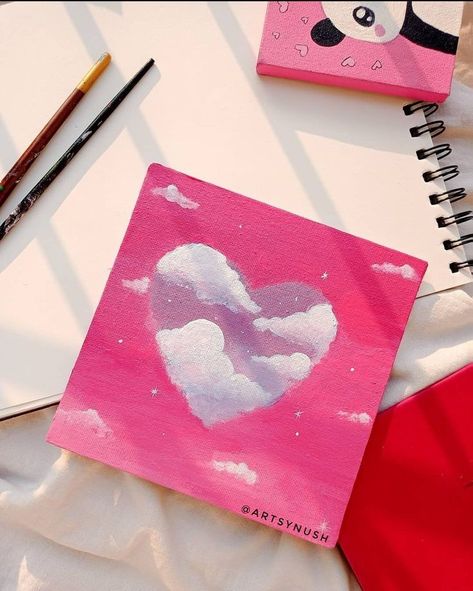 Little Canvas Paintings Valentines, Valentines Heart Painting Ideas, Valentines Gift Painting, Cute Painting Ideas For Valentines Day, Valentine’s Day Painting On Canvas For Boyfriend, Canvas Painting Ideas For Love, Paint Ideas On Small Canvas, Painting Inspiration Small Canvas, Valentine’s Day Canvas Painting Ideas