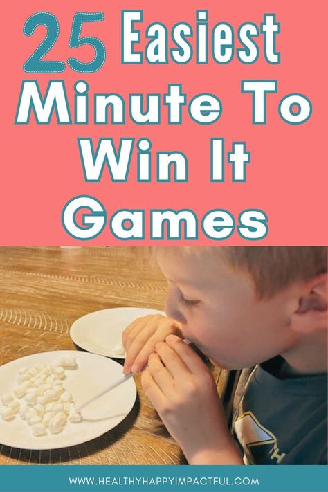 easy and fun minute to win it games for kids, teens, and adults; home; school; kindergarten Minute To Win It Games Elementary, First Grade Minute To Win It Games, 3rd Grade Games Activities Fun, Minute To Win It Games For School, Fun Easy Games For Kids, Minute To Win It Games Classroom, Kindergarten Minute To Win It Games, Easy School Carnival Games, Marshmallow Minute To Win It Games