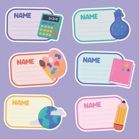 Background For Subject Label, Aesthetic Name Stickers For School, Aesthetic School Labels, Back To School Labels Printables Free, Book Name Tags Aesthetic, Nametag Aesthetic Design For School, School Tags Printable, School Name Tags Printable Free, Name Card Design For School Books