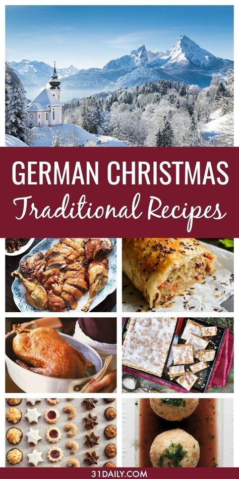 From the birthplace of the Christmas tree comes traditional and authentic German recipes for Christmas! Traditional German Christmas Foods to Celebrate the Holidays | 31Daily.com #german #christmas #germanrecipes #31Daily Christmas Dinner Recipes Easy, Authentic German Recipes, Traditional German Christmas, German Christmas Traditions, German Christmas Food, Easy Christmas Dinner, German Food Authentic, Recipes For Christmas, Christmas Traditional