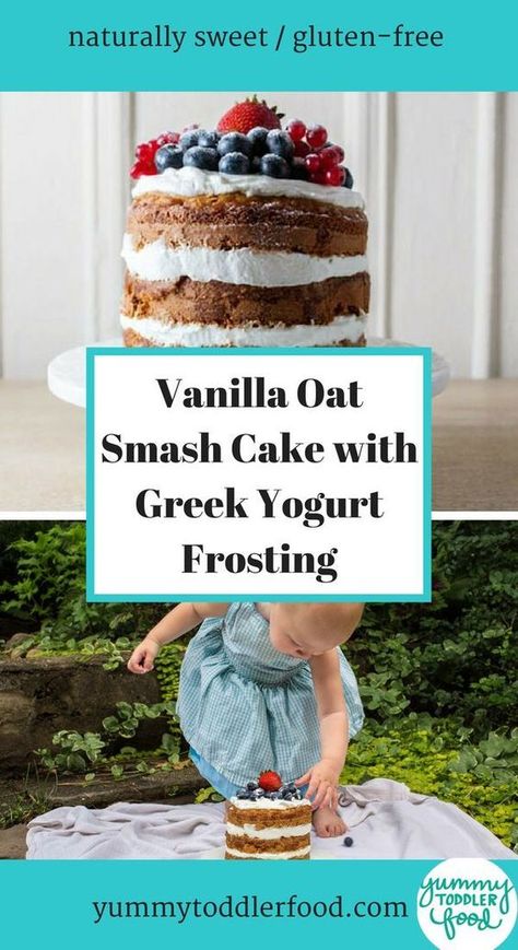 Birthday Cake Frosting, Cake With Yogurt, Greek Yogurt Frosting, Yogurt Frosting, Healthy Smash Cake, Healthy Birthday Cakes, Smash Cake Recipes, First Birthday Smash Cake, Healthy Birthday