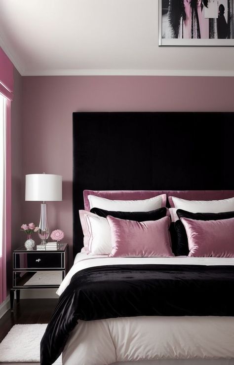 Little Apartment Decor, Pink Black Bedrooms, Street Room, Woman Bedroom Ideas, Grown Woman Bedroom Ideas, Black And Grey Bedroom, Baddie Apartment, Baddie Apartment Ideas, Pink Bedroom Decor