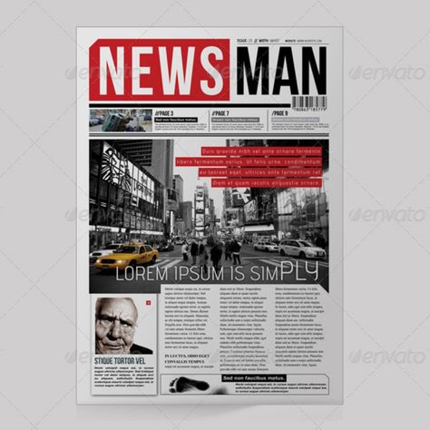 NewsMan 12 Pages Newsletter News Paper Design, Newspaper Template Design, Newspaper Design Layout, Papers Design, Newsletter Ideas, 잡지 레이아웃, Newspaper Layout, Paper Layout, Newspaper Cover