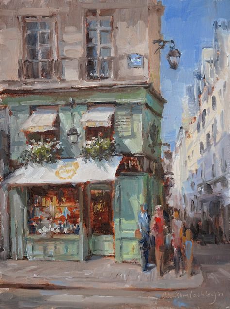 Impressionist Paintings Buildings, Paris Oil Pastel, France Oil Painting, Art Buildings Drawings, Christine Lashley Paintings, Architecture Oil Painting, Acrylic And Oil Pastel, Oil Pastel Architecture, Impressionist Art Easy