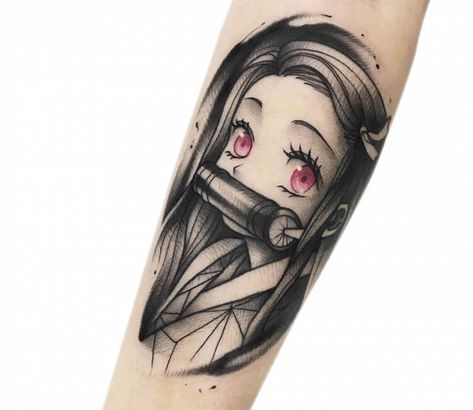 Tattoo photo - Nezuko Kamado tattoo by Gustavo Takazone Red Anime Tattoo, Anime Tattoos Demon Slayer, Black And Red Anime, Slayer Tattoo, Demon Slayer Nezuko, Red Anime, Manga Tattoo, Anime Tattoo, World Tattoo