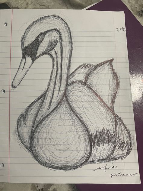 Swan Art Drawing, Cool Pencil Drawings Easy Simple, Scetchbook Draws Ideas Pencil Easy, How To Draw A Swan, Pen Art Ideas Easy, Swan Drawing Easy, Sketch Book Ideas Pencil, Swan Drawing Sketches, Black Pen Drawing Sketches