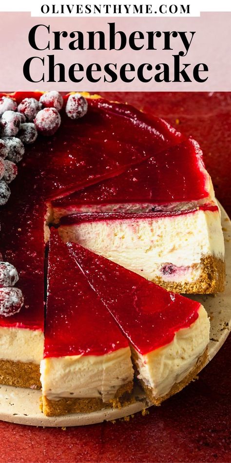 Cranberry Cheesecake Recipes, Cranberry Orange Cheesecake, Swirled Cheesecake, Orange Cheesecake Recipes, Cranberry Glaze, Cheesecake Ideas, Best Cranberry Sauce, Xmas Inspiration, Candied Cranberries