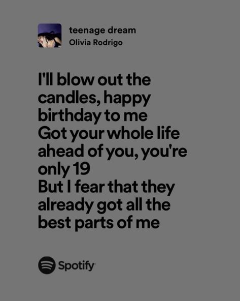 Olivia Rodrigo 19 Birthday, Songs For 19 Birthday, Playlist Birthday Card, 19 Birthday Songs, 19th Birthday Songs, Olivia Rodrigo Birthday Card Ideas, Olivia Rodrigo Teenage Dream, Teenage Dream Olivia Rodrigo Lyrics, Olivia Rodrigo Captions