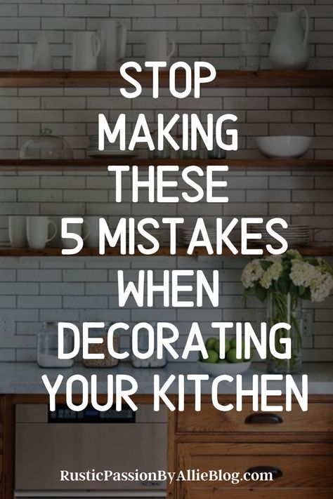 Do you struggle to know how to bring your design style to life? Stop making these mistakes when decorating. Because I know you love the Modern Farmhouse and French Country Style but don't know how to decorate! I will show you exactly how to create a beautiful farmhouse kitchen on a budget. Your home will look just like Joanna Gaines decorated it. #farmhousekitchendecor #kitchen #kitchendecor #farmhouse #farmhousestyle #frenchcountryhome #farmousekitchen Useful Kitchen Decor, Farmhouse Kitchen Wall Decor Ideas Hobby Lobby, Farmhouse Kitchen Accessories, Farmhouse Island Kitchen Decor, How To Decorate Kitchen Walls, Top Of Kitchen Cabinet Decor Farmhouse, Styling A Kitchen Island, Farmhouse Kitchen Counter Decor, Decorating A Kitchen