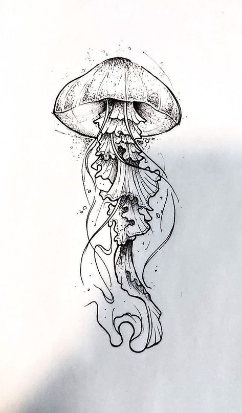 Letter Tattoo, Jellyfish Drawing, Jellyfish Tattoo, More Tattoo, Ocean Tattoos, Jellyfish Art, Simple Tattoo, Design Name, Girl Tattoo