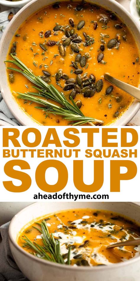 Roasted Butternut Squash Soup Butternut Squash Roasted, Best Butternut Squash Soup, Squash Roasted, Vegan Butternut Squash Soup, Butternut Squash Curry, Healthy Butternut Squash, Butternut Squash Soup Recipe, Easy Butternut Squash, Curried Butternut Squash Soup