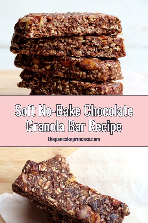 These soft granola bars are healthy and homemade, perfect for kids and toddlers. This easy recipe is no bake and chewy, made with peanut butter or nut butter. Sweetened with dates, this homemade granola bar is the best DIY breakfast recipe. Soft Granola Bars, Chocolate Granola Bar Recipe, Diy Granola Bars, Granola Bar Recipe Chewy, Soft Granola, Granola Bar Recipe, Chocolate Granola Bars, No Bake Granola Bars, Healthy Granola Bars