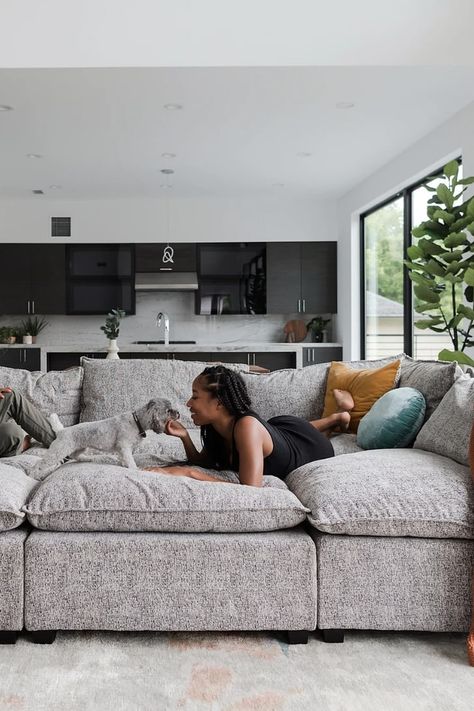 Washable Modular Sofa, Modular Sofa Living Room Small Spaces, Grey Modular Sofa, Comfy Sofa Living Rooms, Couches Living Room Comfy, Sectional Sofa Comfy, Most Comfortable Couch, Comfy Sectional, The Big Comfy Couch