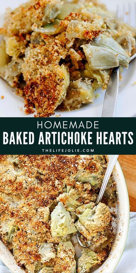 Bake Artichoke Oven, Artichoke Casserole Recipes Italian, Artichoke Vegetarian Recipes, Baked Crispy Artichoke Hearts, Cabbage And Artichoke Recipes, Artichoke Heart Casserole, Broccoli Artichoke Casserole, Artichoke Heart Appetizer, Baked Artichoke Hearts Casserole