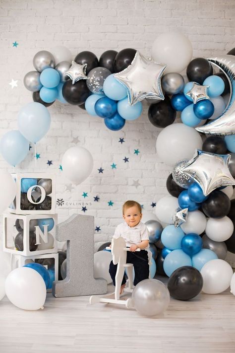 1st Birthday Party themes Baby Boy Birthday Decoration, Balloon Bundle, Boys Birthday Party Decorations, Birthday Decorations At Home, Boy Birthday Decorations, 1st Birthday Party Themes, Birthday Themes For Boys, 1st Birthday Decorations, School Celebration