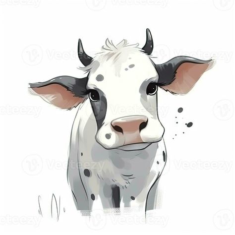 Minimalist Digital Drawing of a Cute Cow on White Background White Background Drawing, Skin Color Chart, Cow Sketch, How To Draw Ears, Cow Tattoo, Cow Illustration, Cow Drawing, Cow Ears, Cow Clipart