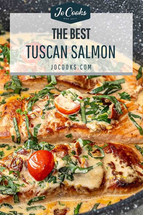 Tuscan Salmon Recipe, Seafood Casserole Recipes, Best Chicken Casserole, Tuscan Salmon, Oven Salmon, Cooked Salmon, Lenten Recipes, Healthier Sweets, Jo Cooks