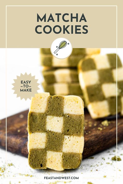 These shortbread matcha cookies are the perfect balance of sweet and earthy. They look absolutely stunning with their checkerboard pattern. Matcha Checkerboard Cookies, Matcha Shortbread Cookies, How To Make Matcha Cookies, Chocolate Chip Matcha Cookies, Matcha Neapolitan Cookies, Green Tea Cookies, Matcha Cookies, Shortbread Cookie Recipe, Tea Cookies