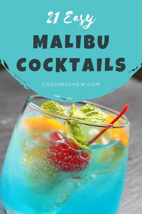 As the weather starts to warm up, these 21 Malibu Cocktails are what you need to help you cool down & relax with a tropical drink in hand. There are many tropical drinks you can make with Malibu rum! Drinks With Malibu Rum Easy, Easy Fruity Cocktails, Malibu Recipes, Malibu Mixed Drinks, Drinks With Sprite, Cocktails With Malibu Rum, Rum Drinks Easy, Rum Mixed Drinks, Malibu Rum Drinks