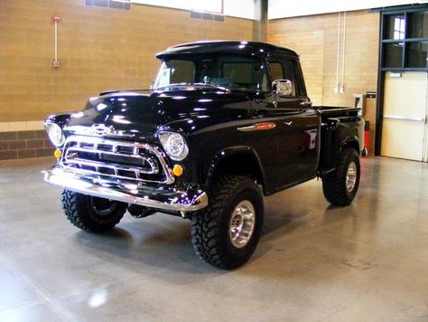 57 Chevy Trucks, Chevy Stepside, Chevy 4x4, 1957 Chevy, 57 Chevy, Lifted Chevy Trucks, Old Pickup Trucks, Classic Pickup Trucks, Chevelle Ss