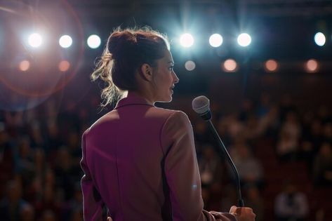 Photo female speaker discusses happiness... | Premium Photo #Freepik #photo Public Speaking Woman Aesthetic, Woman Speaker Public Speaking, Female Public Speaker, Public Speaker Aesthetic Women, Public Speaking Aesthetic Women, Speaker Photoshoot Ideas, Motivational Speaker Aesthetic, Public Speaker Aesthetic, Girls Vision Board