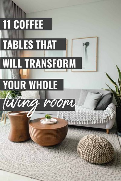 Looking for some coffee table and living room inspiration? Find out the best coffee tables of 2020 and which are best for sectionals or small spaces. How to pick a coffee table that suits your style, living room and budget. // Tiny Tree Decor -- #coffeetables #diydecor #diydecorinspo #livingroomdecor #diyhomedecor Drum Table Living Room, Small Unique Coffee Table, Extension Tables For Small Spaces, Round Coffee Table For Small Living Room, Sectional Living Room Coffee Table, Coffee Tables For Sectionals Ideas, Alternative To Coffee Table, Sectional With Coffee Table Ideas, Alternative Coffee Table Ideas