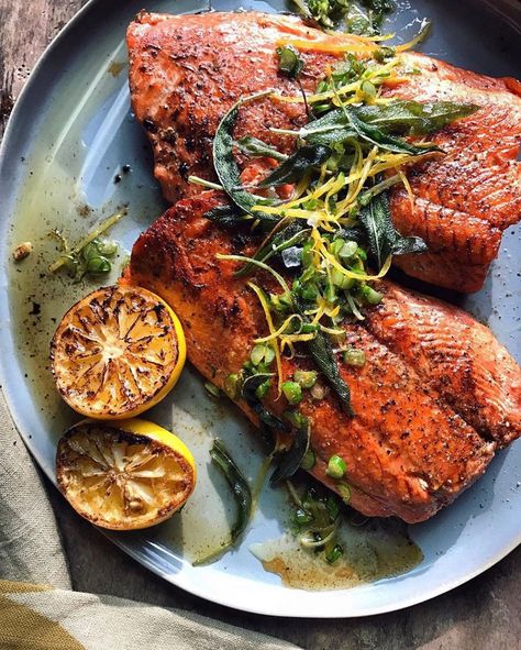 Food52 on Instagram: “It’s that time of year! 🐟 Send your grilled dishes our way by tagging them with #f52grilled and we’ll share your pics throughout the week!…” Sage Salmon Recipe, Fried Sage, Wild Salmon, Walnut Oil, Salmon Recipe, Food 52, Oil Recipes, Salmon Recipes, Fish And Seafood