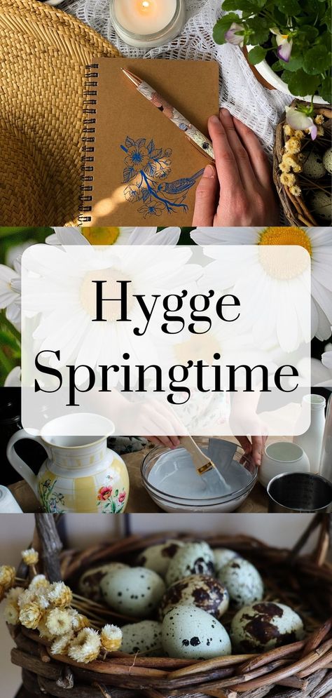 Have a hygge spring by embracing a slower paced life! Give a little attention to all those small details that make this season truly special. | Spring Aesthetic | Cottagecore Spring Minimalist Spring Aesthetic, Spring Decor Cottagecore, Scandinavian Spring Aesthetic, Scandinavian Spring Decor, Cottagecore Spring Decor, Spring Hygge Aesthetic, Cozy Spring Aesthetic, Spring Cleaning Aesthetic, Hygge Cottage