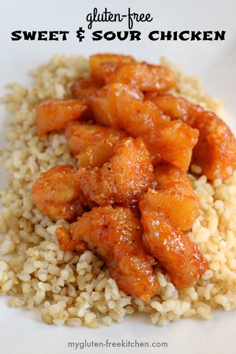 Gluten-free Sweet and Sour Chicken with pineapple and brown rice. Sooooo good! Gluten Free Chinese Food, Chicken With Pineapple, Gluten Free Chinese, Gluten Free Kitchen, Sweet And Sour Chicken, Gluten Free Main Dishes, Sweet Sour Chicken, Lactose Free Diet, Sweet N Sour Chicken