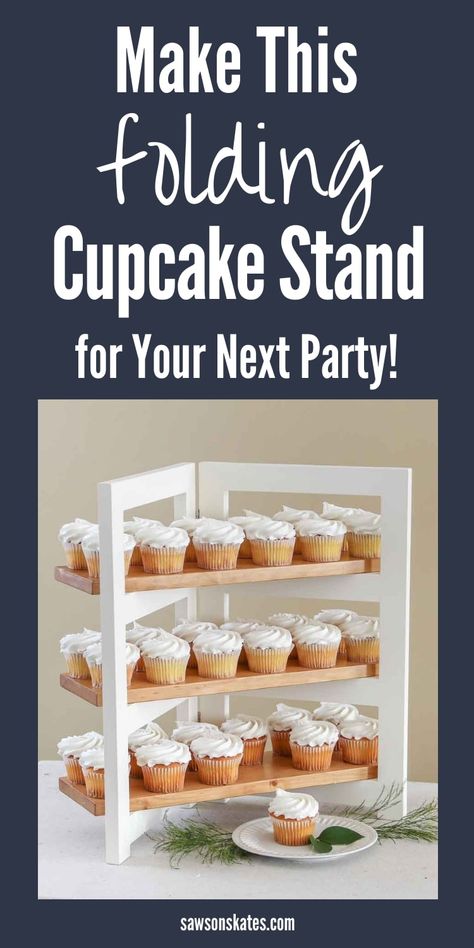 Tiered Cupcake Stand Diy Rustic Wood, Diy Tiered Table Display, Diy Treat Table Stands, Dessert Stands Diy, Diy 3 Tier Cupcake Stand, Cupcake Bar Ideas, Wedding Cupcakes Stand, Unique Cupcake Display Ideas, Diy Cupcake Wall