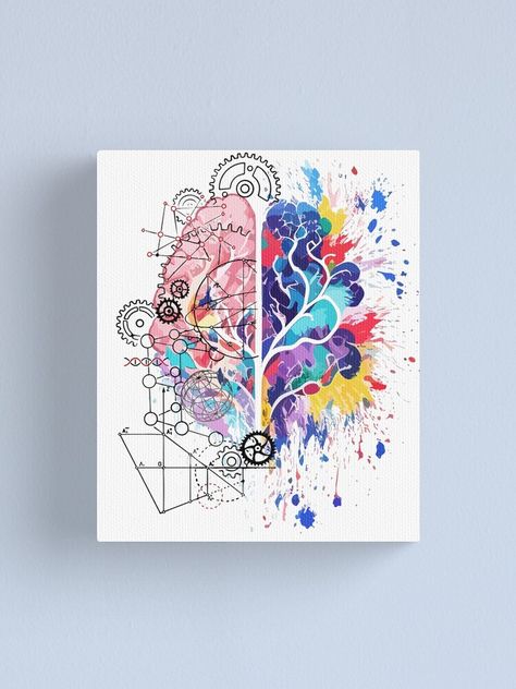 Left Brain Vs Right Brain, Brain Artwork, Brain Painting, Left Brain Right Brain, Neurology Art, Brain Drawing, Brain Tattoo, Left Brain, Heart Artwork