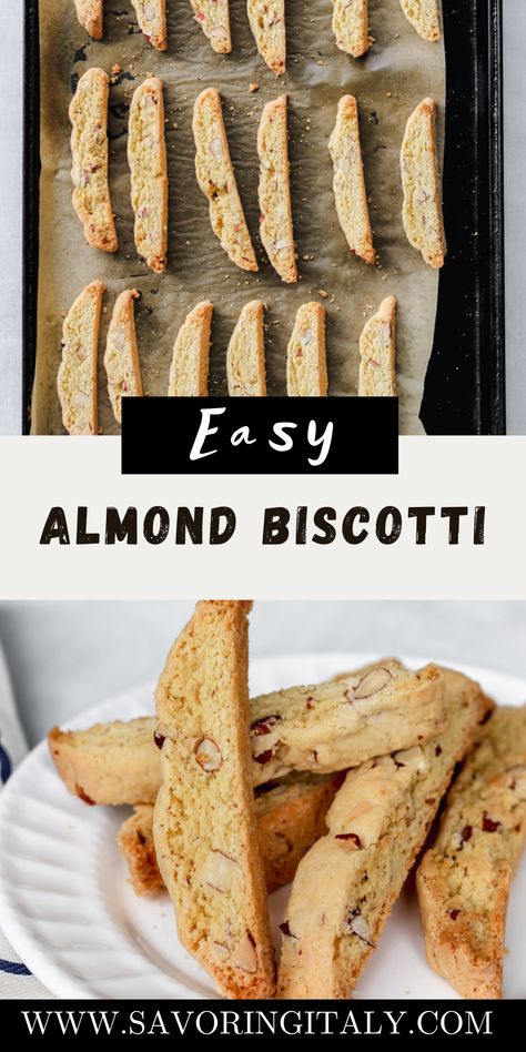 Amaretto Biscotti Recipe, Authentic Biscotti Recipe, Classic Almond Biscotti, Biscotti With Almond Flour, Diy Biscotti Recipes, Cooking With Almonds, Traditional Biscotti Recipe, Italian Almond Biscotti, Simple Biscotti Recipe