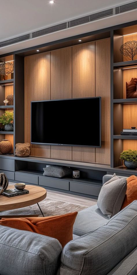 Upgrade basic TV stand style with too-cool-for school 2024 trends like rattan storage, abstract art prints, and faux greenery featured in these 28 trendsetting TV stand decorating ideas destined for neighborhood design envy. Ideas For Tv Stand, Decorating Around A Tv, Neighborhood Design, Tv Stand Decor Ideas, Ruang Tv, Feature Wall Living Room, Living Room Wall Units, Tv Stand Decor, Wall Tv Unit Design