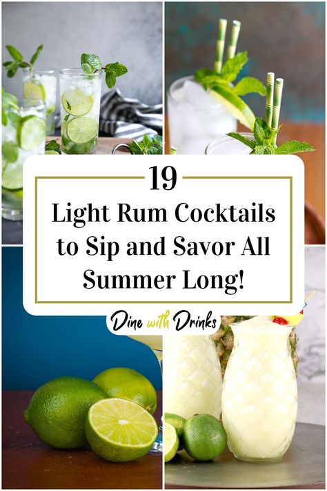 Collage of 4 light rum cocktails. Light Rum Cocktails, Light Cocktails, Rum Cocktail Recipes, Light Rum, Rum Cocktails, Rum Cocktail, Adult Beverages, Delicious Cocktails, Signature Drinks